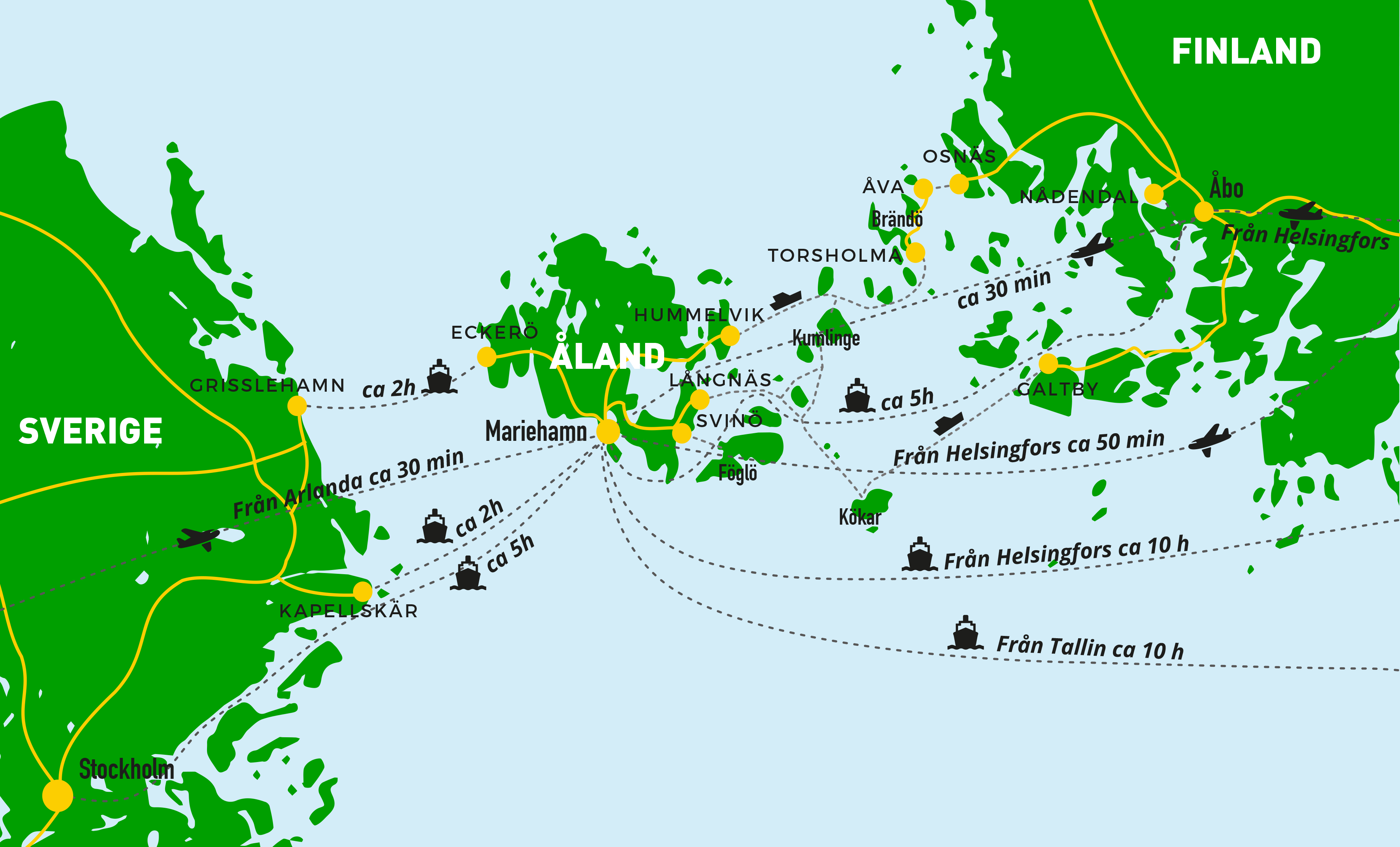 karta – Åland grönskar